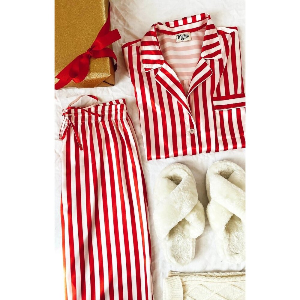Show Me Your Mumu Classic PJ Set in Peppermint Stripe Medium New Womens Pajamas - Picture 8 of 14